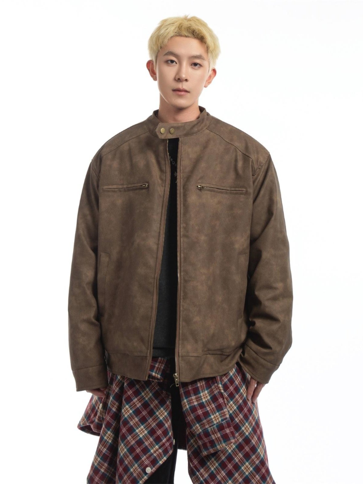 SUEDE STAND-COLLAR ZIP-UP JACKET EHW5051