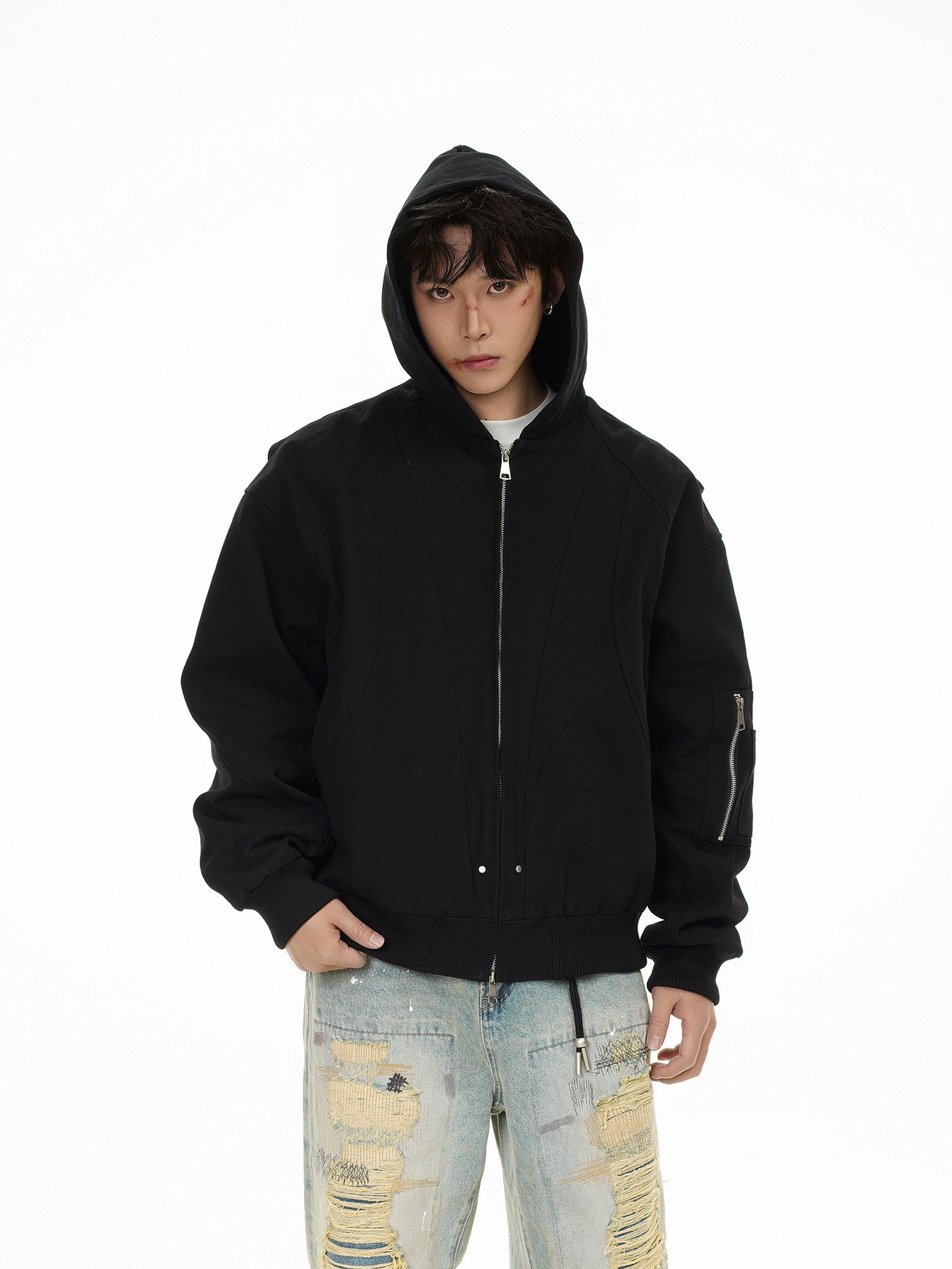 OVERSIZED HOODED BOMBER JACKET EHW5057