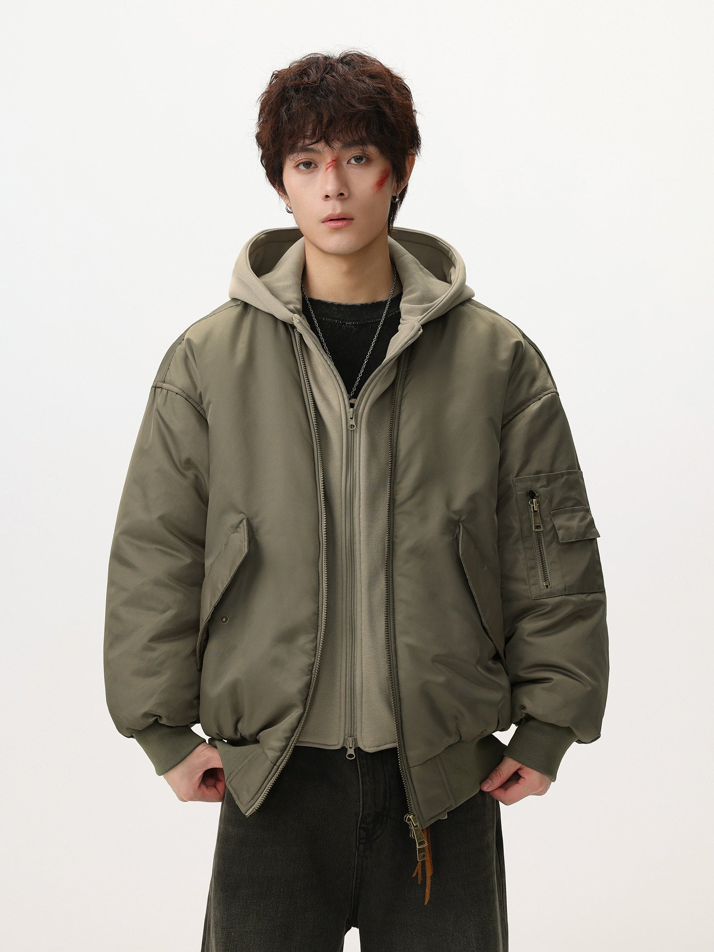 OVERSIZED HOODED BOMBER JACKET EHW5045