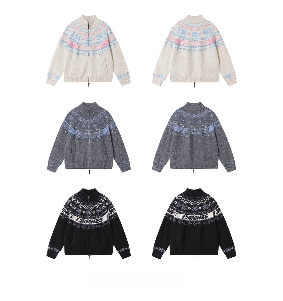 더블 지퍼 니트 스웨터 가디건 커플 스웨터 재킷 SIN0998