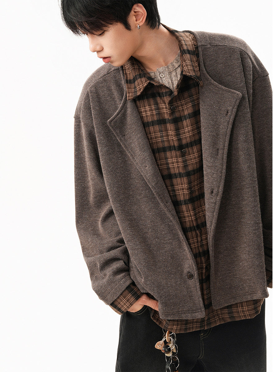 PLAID FAKE TWO-PIECE BLAZER JACKET EHW5050