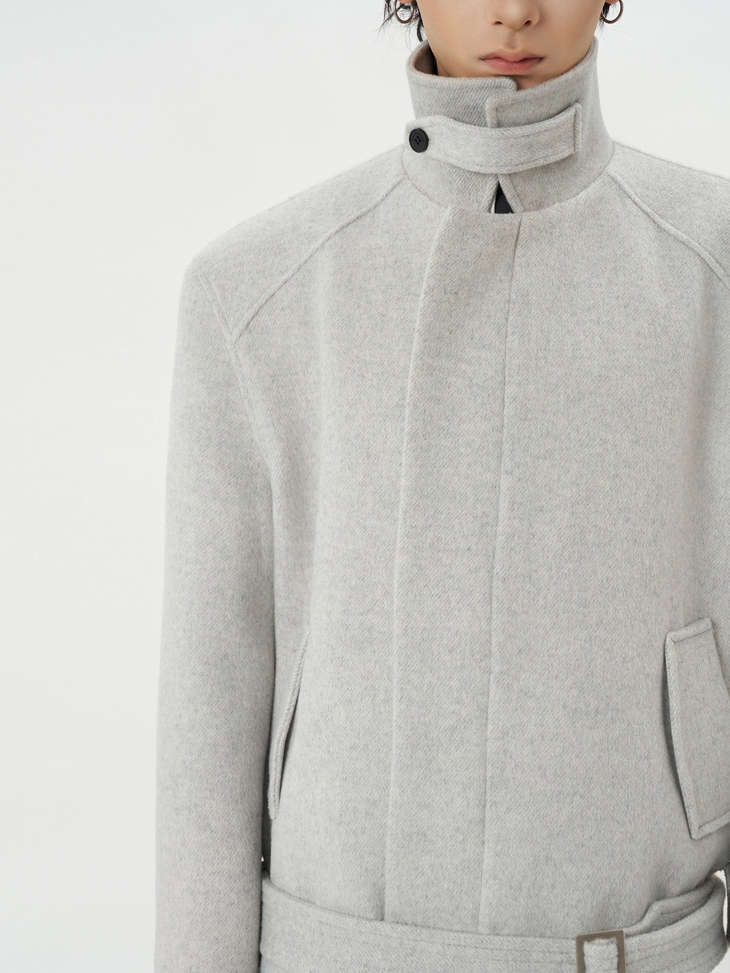 OVERSIZED WOOL BLEND COLLARED OUTERWEAR EHW5049