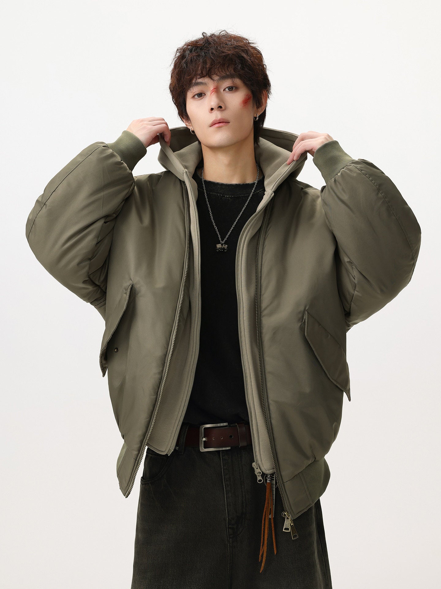 OVERSIZED HOODED BOMBER JACKET EHW5045