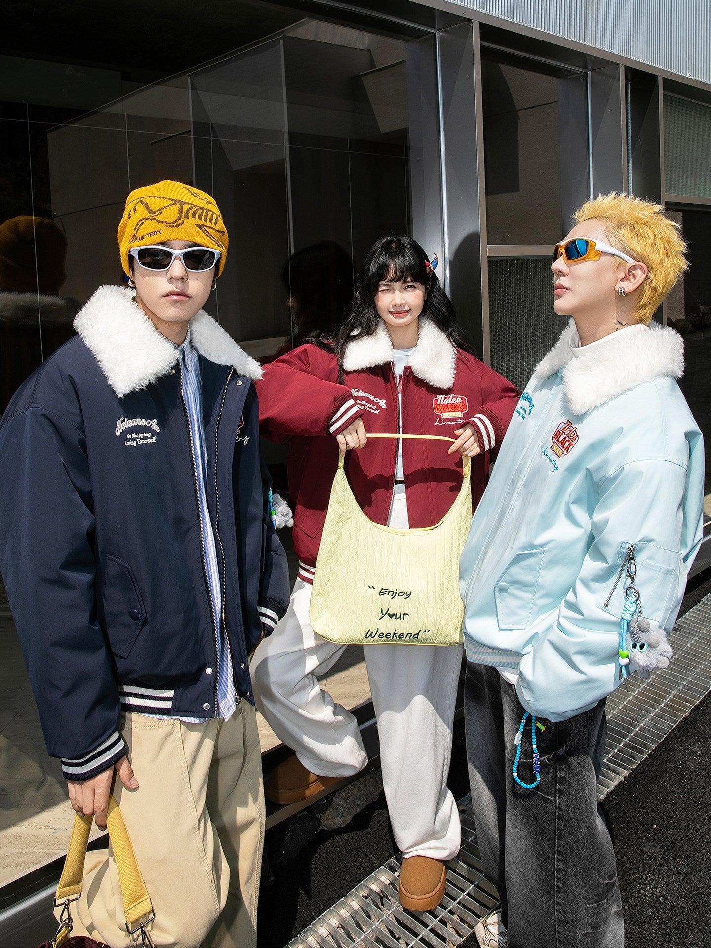 OVERSIZED BOMBER JACKET WITH FUR COLLAR EHW5040