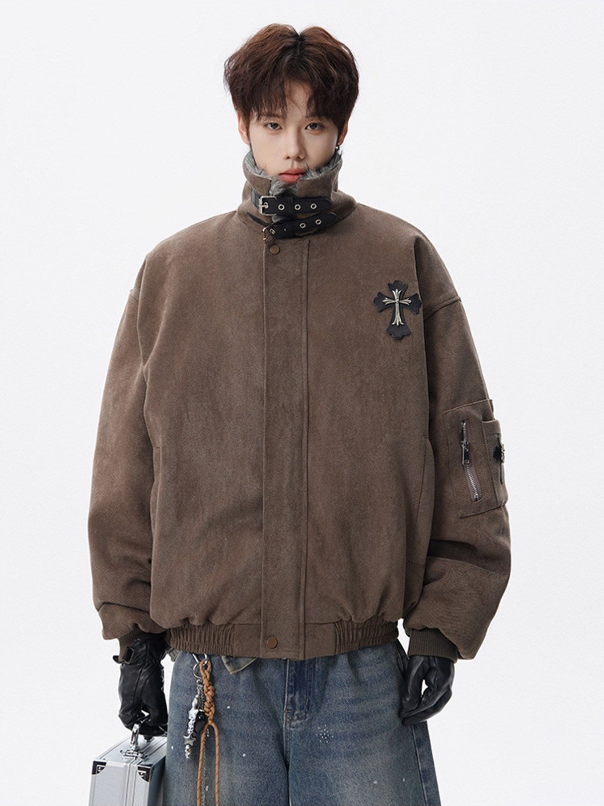 OVERSIZED SUEDE BOMBER JACKET EHW5041