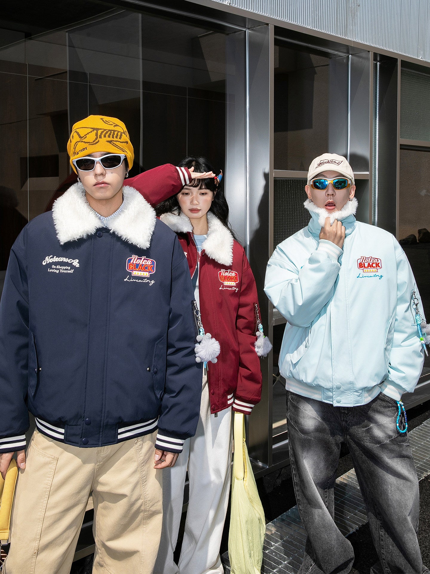 OVERSIZED BOMBER JACKET WITH FUR COLLAR EHW5040