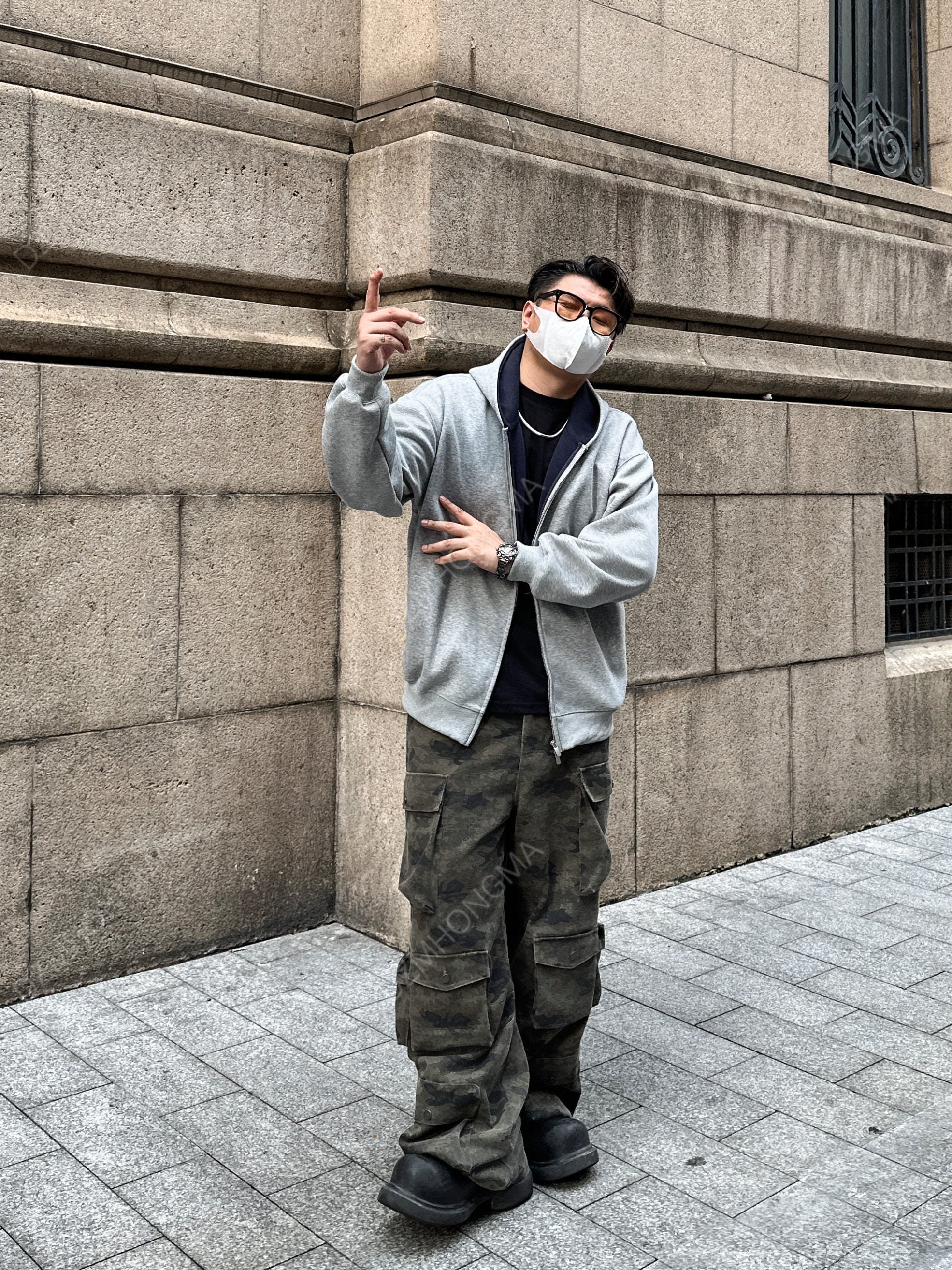 CONTRAST HOOD ZIP-UP JACKET EHW5047