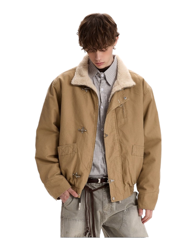 Vintage old money wind stand-up collar flight jacket cotton clothes SIN0969