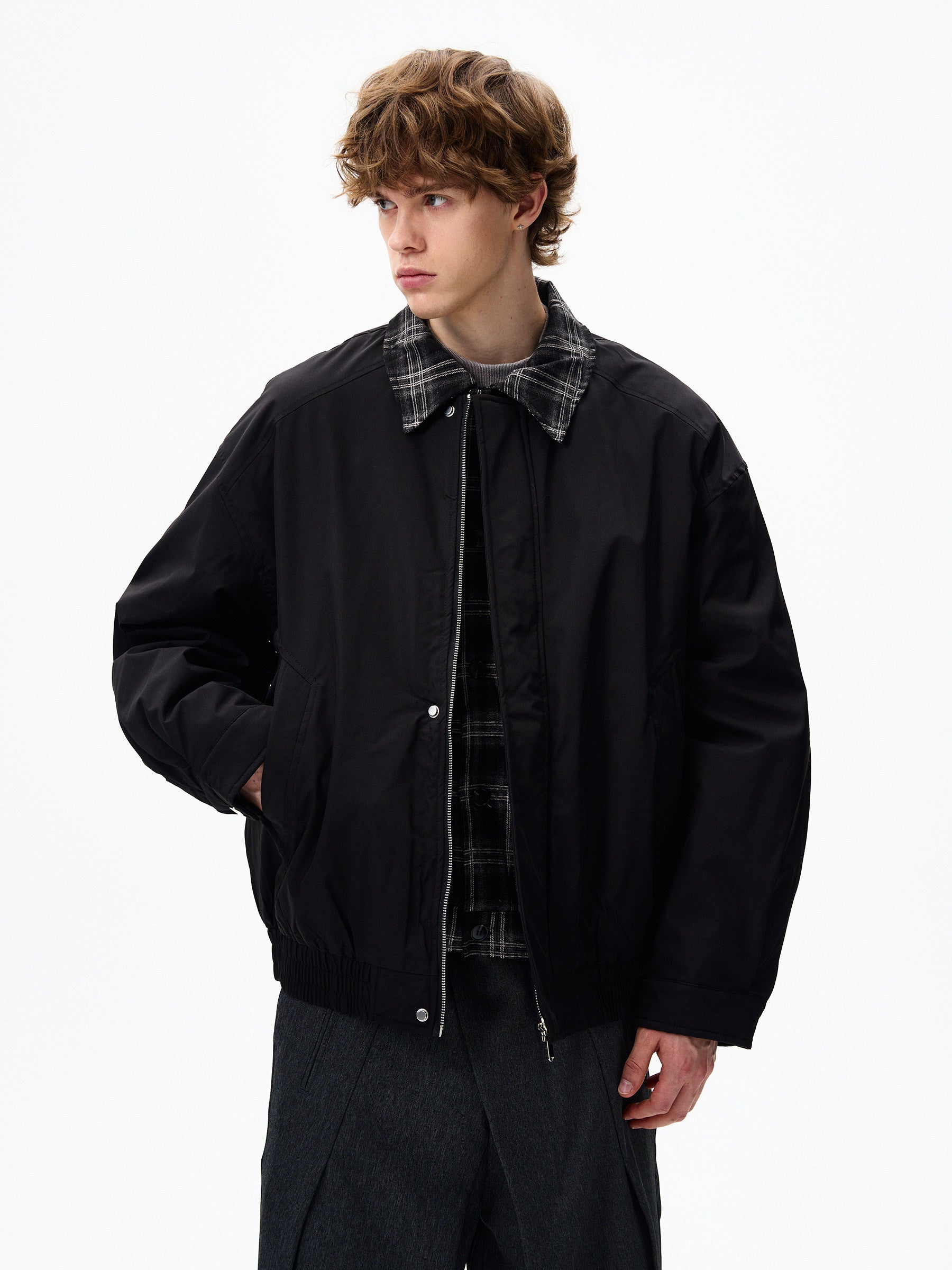 PLAID FAKE TWO-PIECE JACKET EHW5047