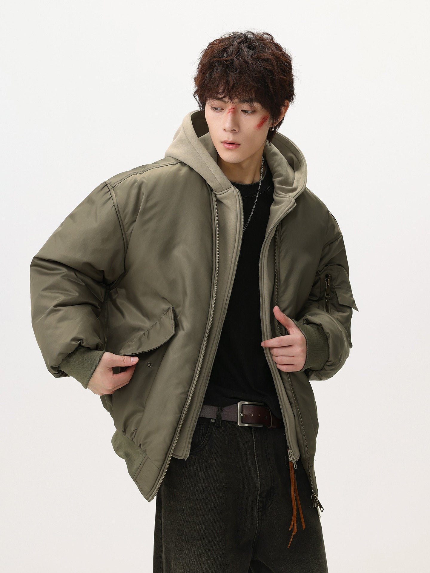 OVERSIZED HOODED BOMBER JACKET EHW5045