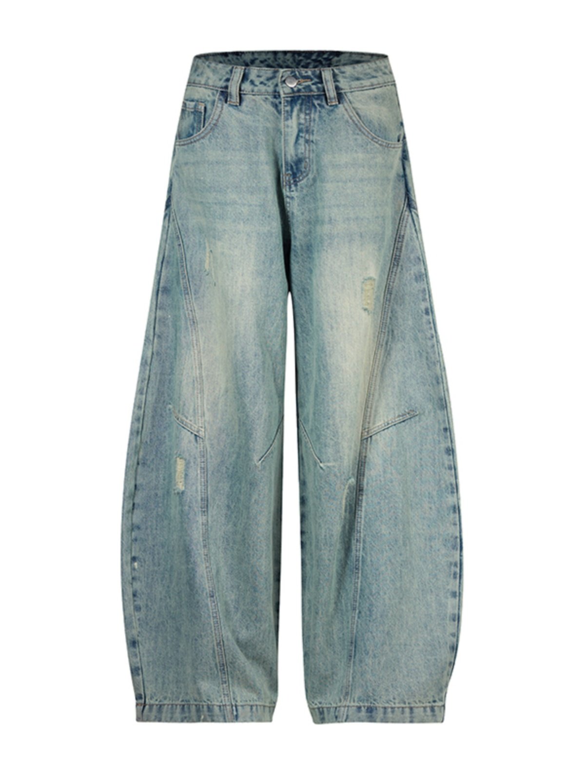 아메리칸 빈티지 찢어진 배기 와이드 레그 진 - 디스트레스드 플레어 컷 데님 팬츠 EHK5024