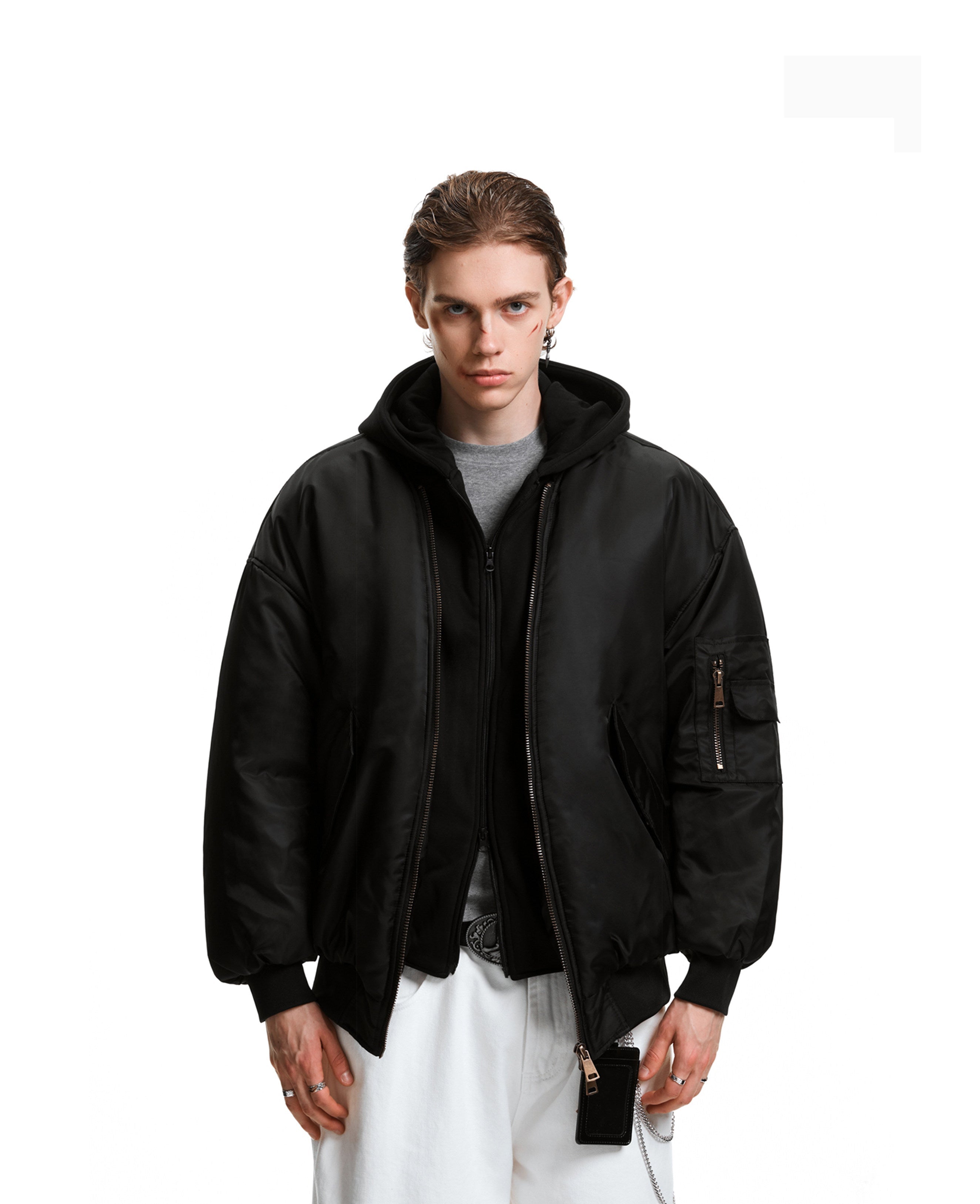 OVERSIZED HOODED BOMBER JACKET EHW5045