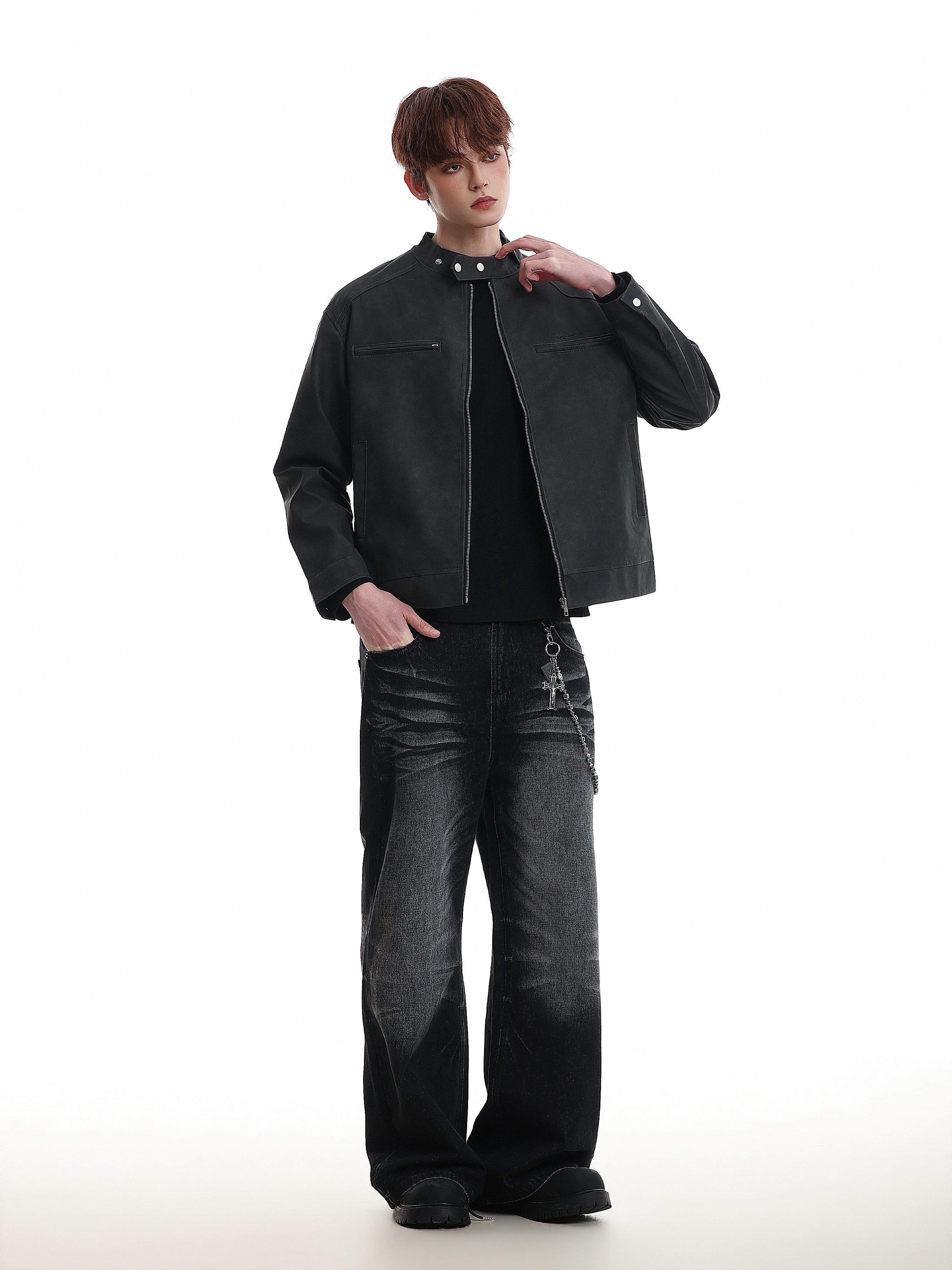 SUEDE STAND-COLLAR ZIP-UP JACKET EHW5051