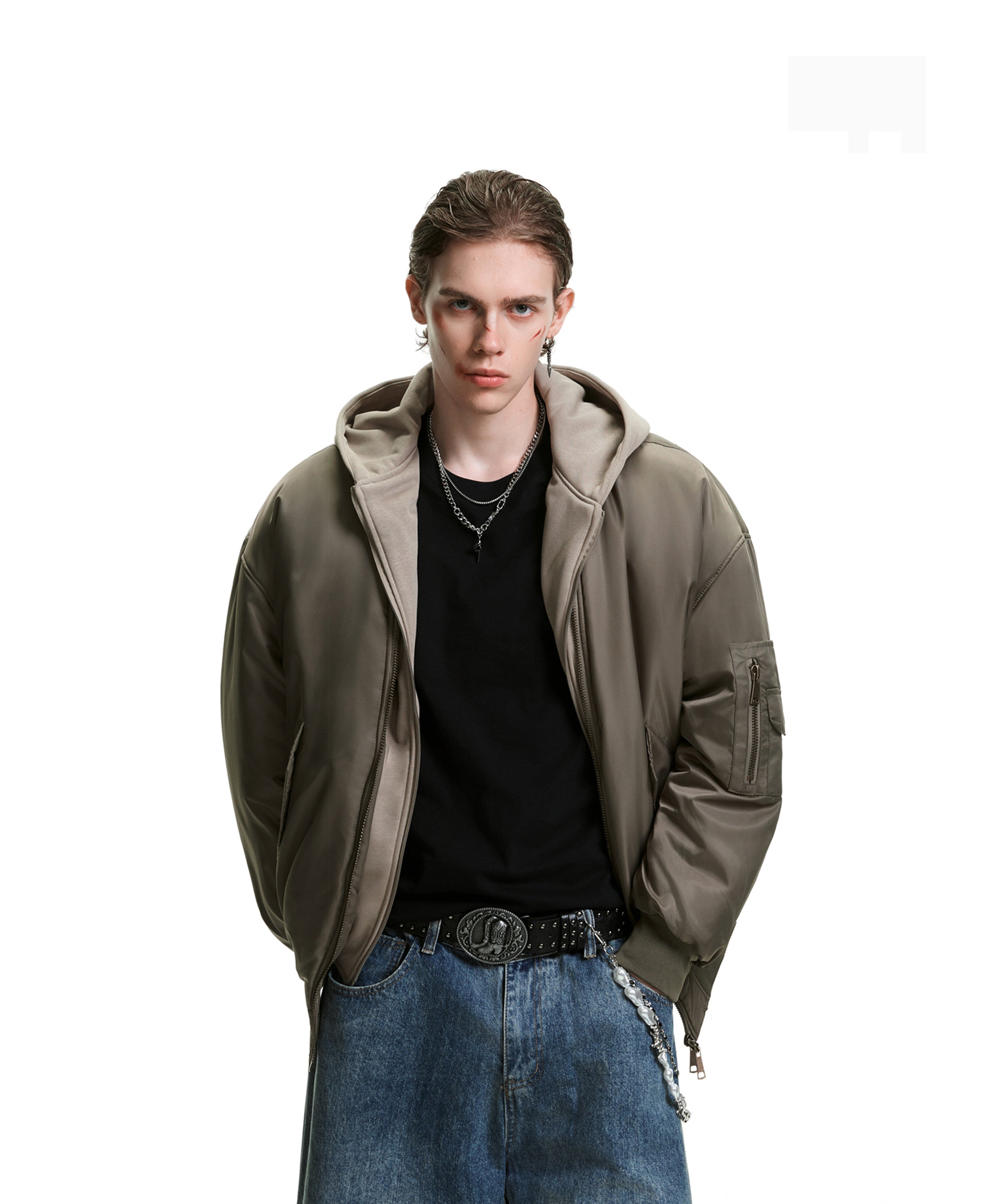 OVERSIZED HOODED BOMBER JACKET EHW5045