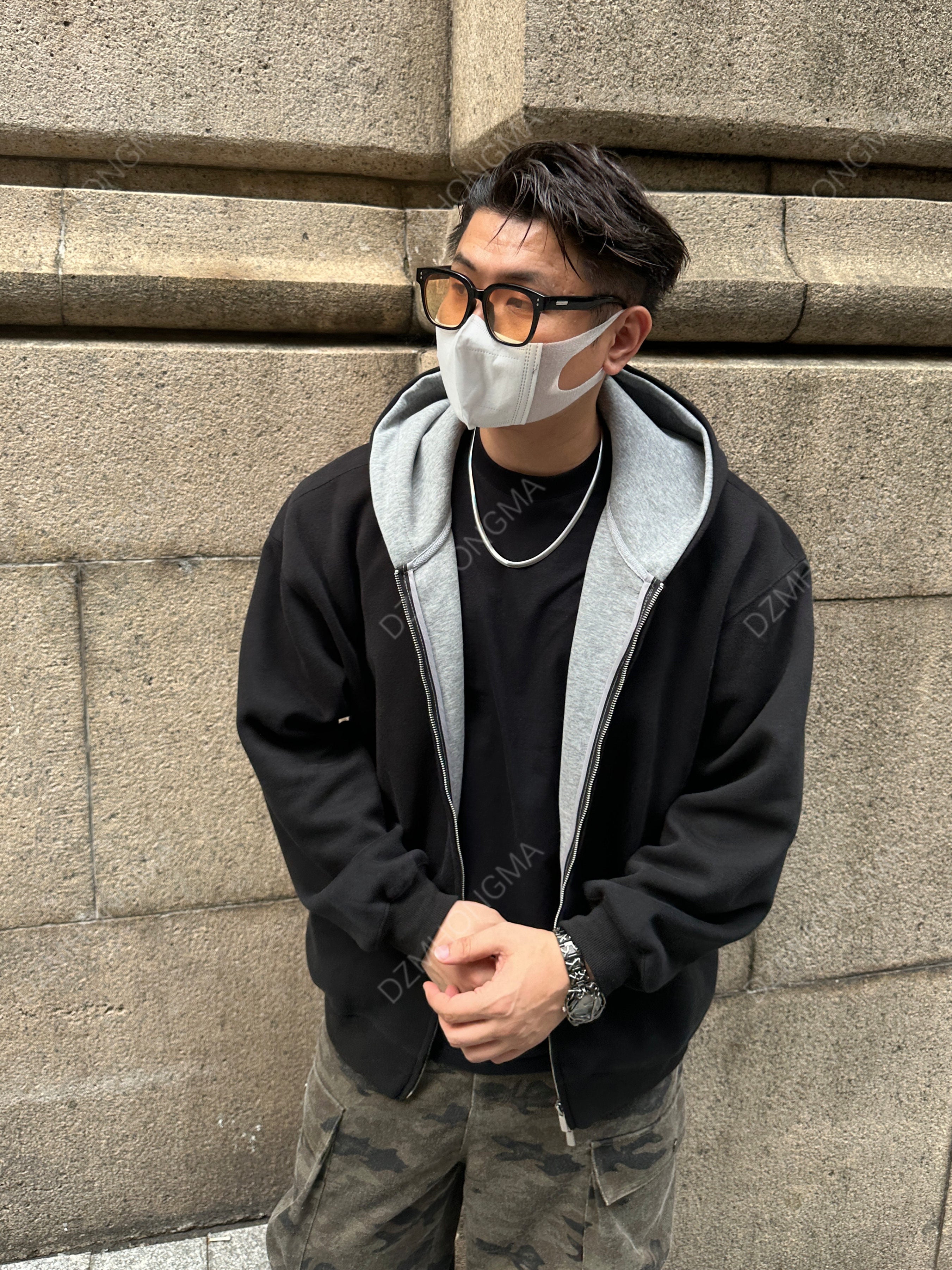 CONTRAST HOOD ZIP-UP JACKET EHW5047