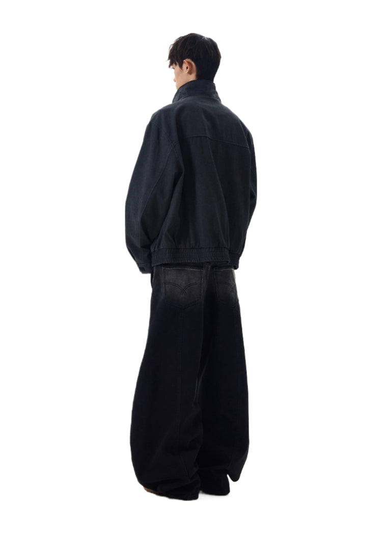 Vintage old cleanfit deconstruction stand-up collar jacket trendy short tooling jacket SIN0972