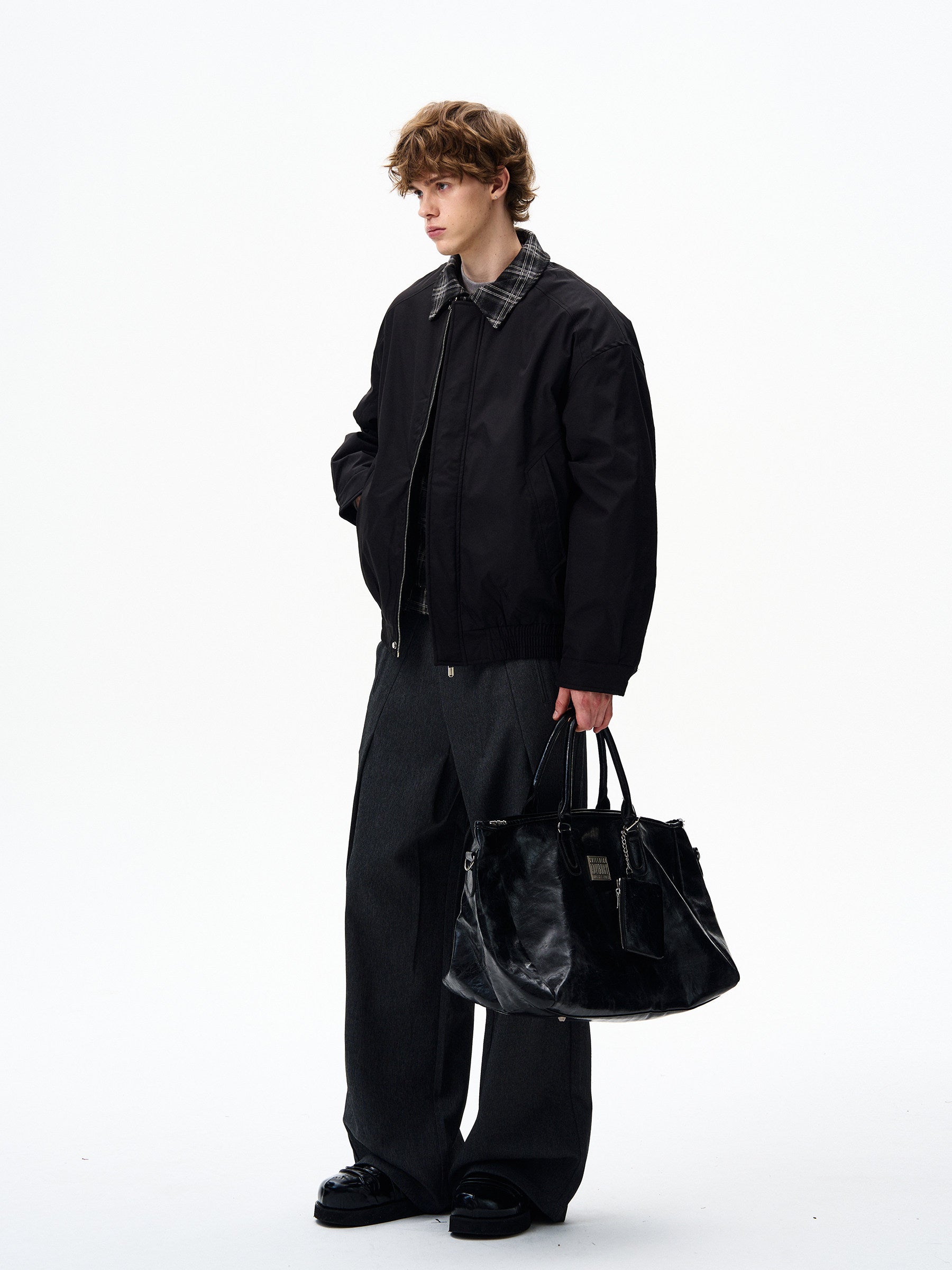 PLAID FAKE TWO-PIECE JACKET EHW5047