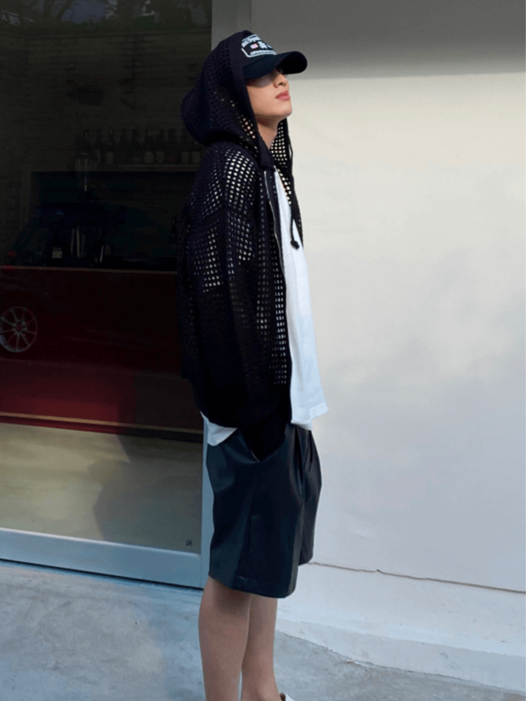 Trendy mesh hoodie st1204