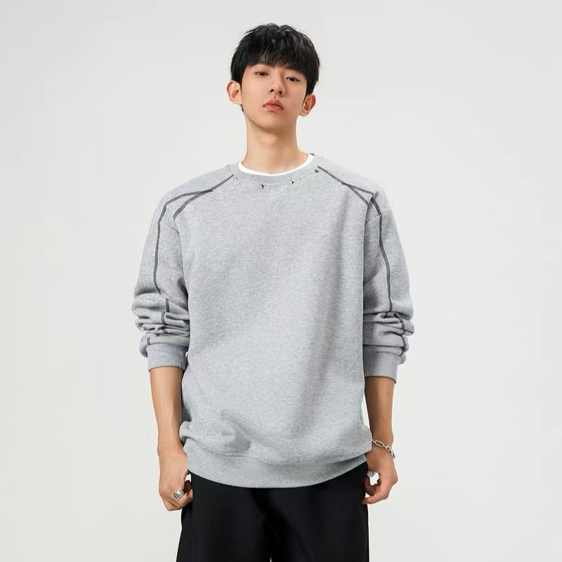 미국 하셀블라드 라인 리벳 스웨터 남녀공용 겨울 하이 스트리트 커플 크루넥 루즈핏 스포츠 탑 SIN0896