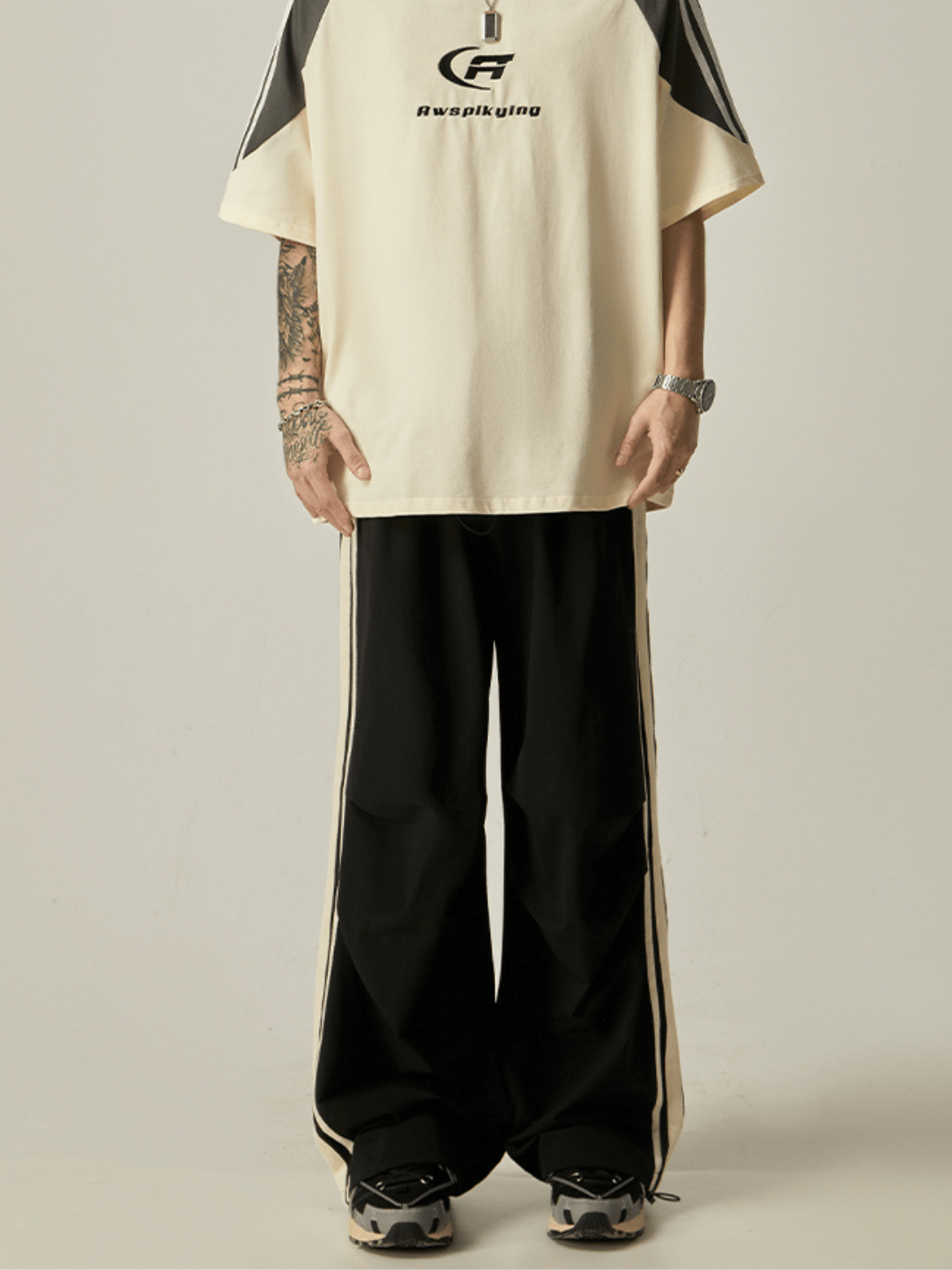 Striped loose wide-leg casual pants st2237