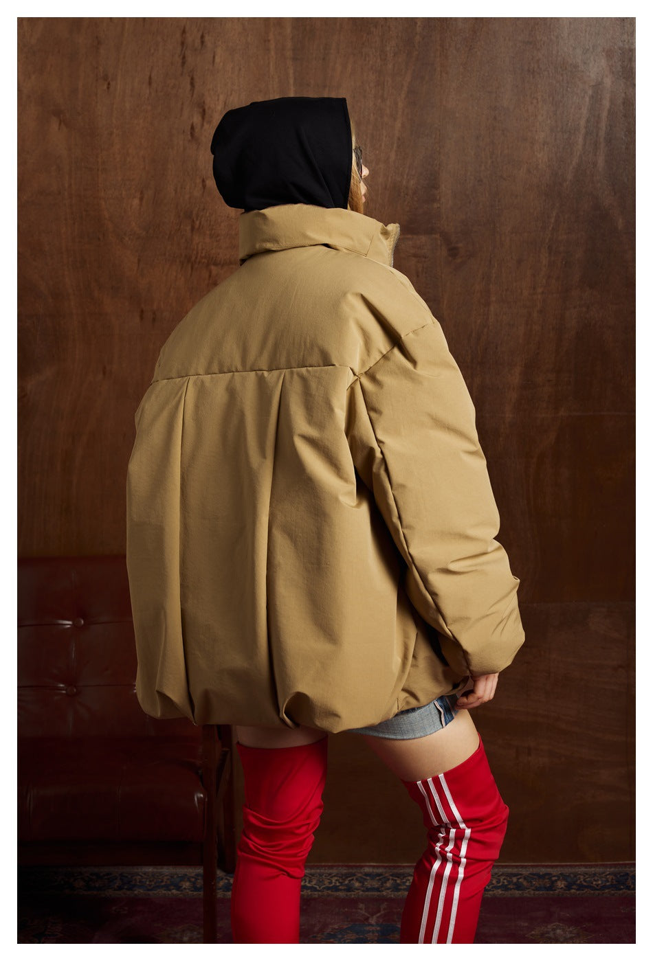 AMERICAN STYLE OVERSIZED STAND-COLLAR DOUBLE-PLACKET DOWN JACKET EHW5020