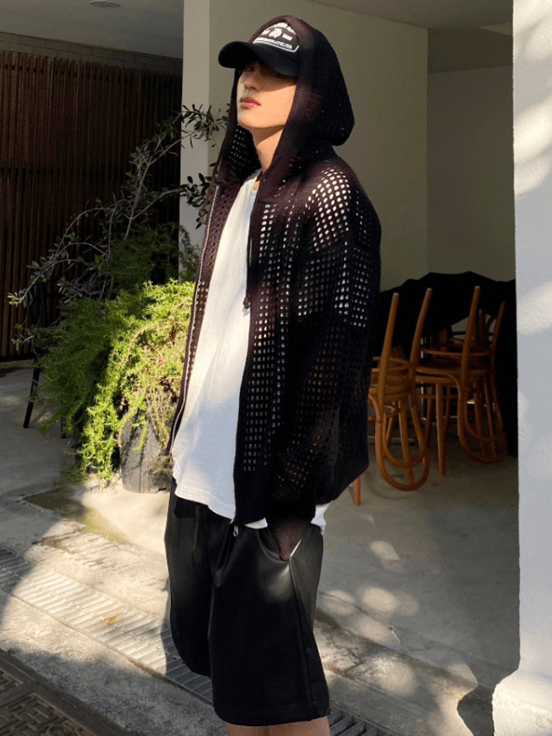 Trendy mesh hoodie st1204