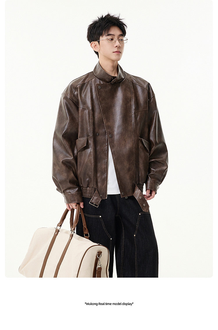 WVINTAGE FAUX LEATHER BOMBER JACKET EHW5046