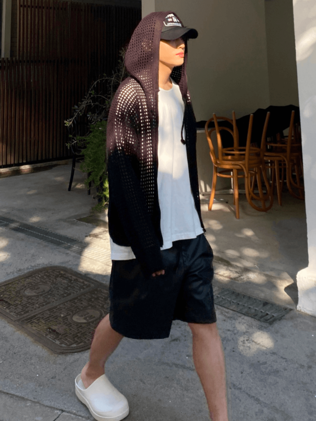 Trendy mesh hoodie st1204