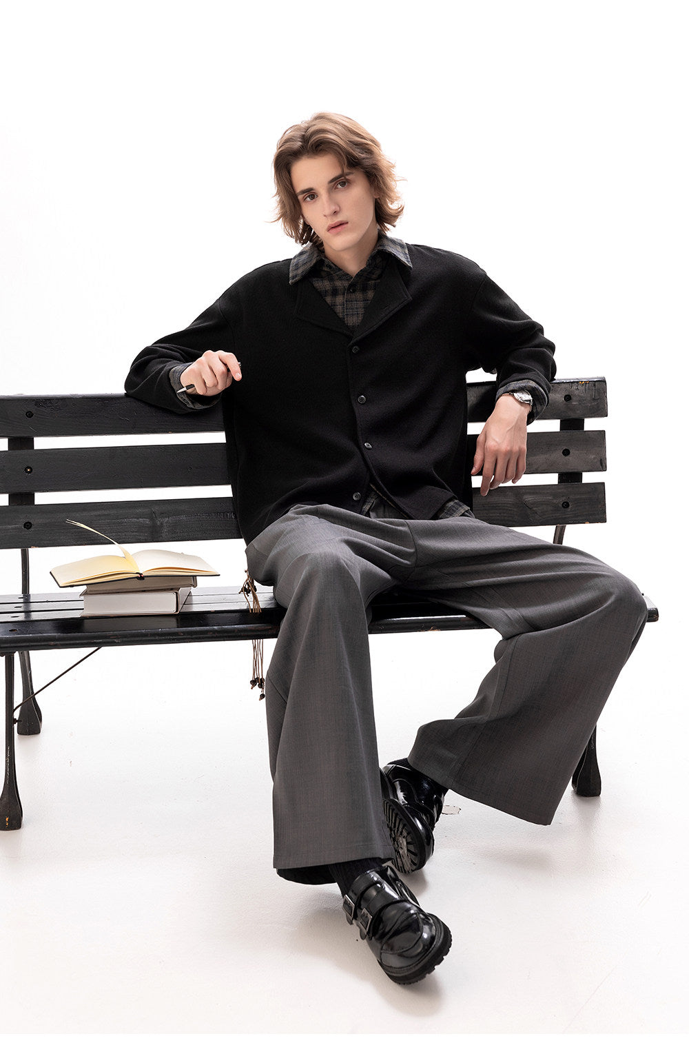 PLAID FAKE TWO-PIECE BLAZER JACKET EHW5050