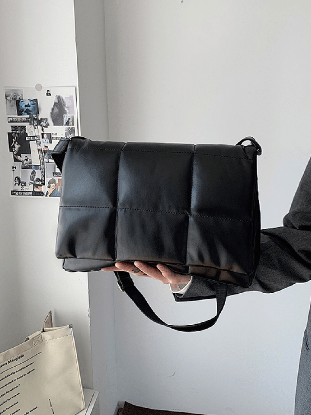 silk filling leather crossbody messenger bag st1867