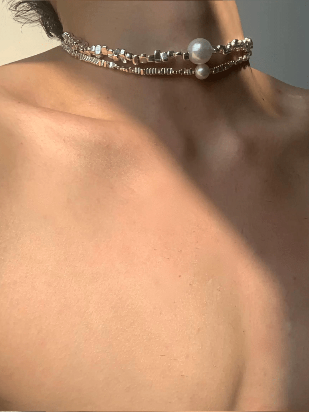 진주 장신구 심플한 은 목걸이 st2297