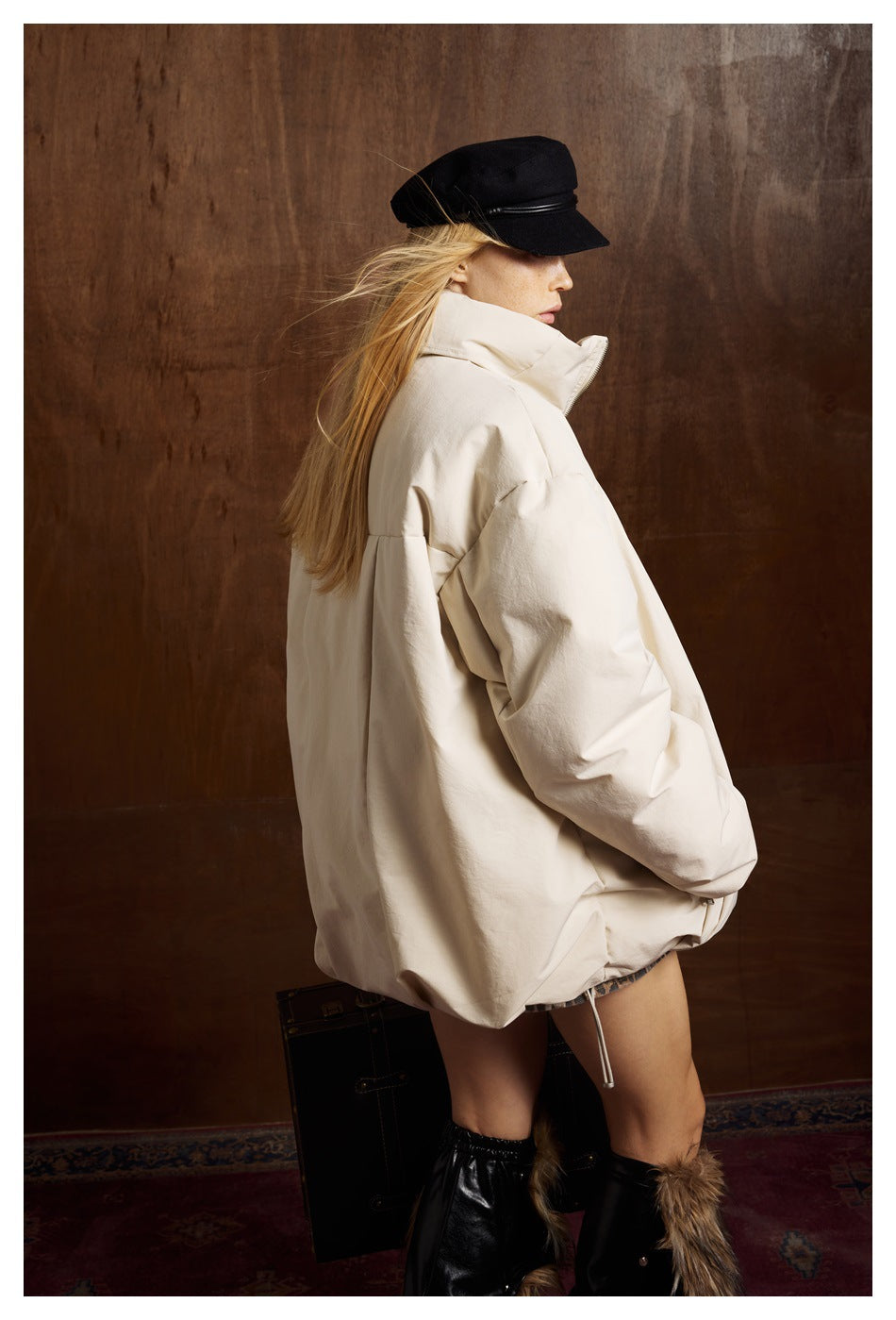 AMERICAN STYLE OVERSIZED STAND-COLLAR DOUBLE-PLACKET DOWN JACKET EHW5020