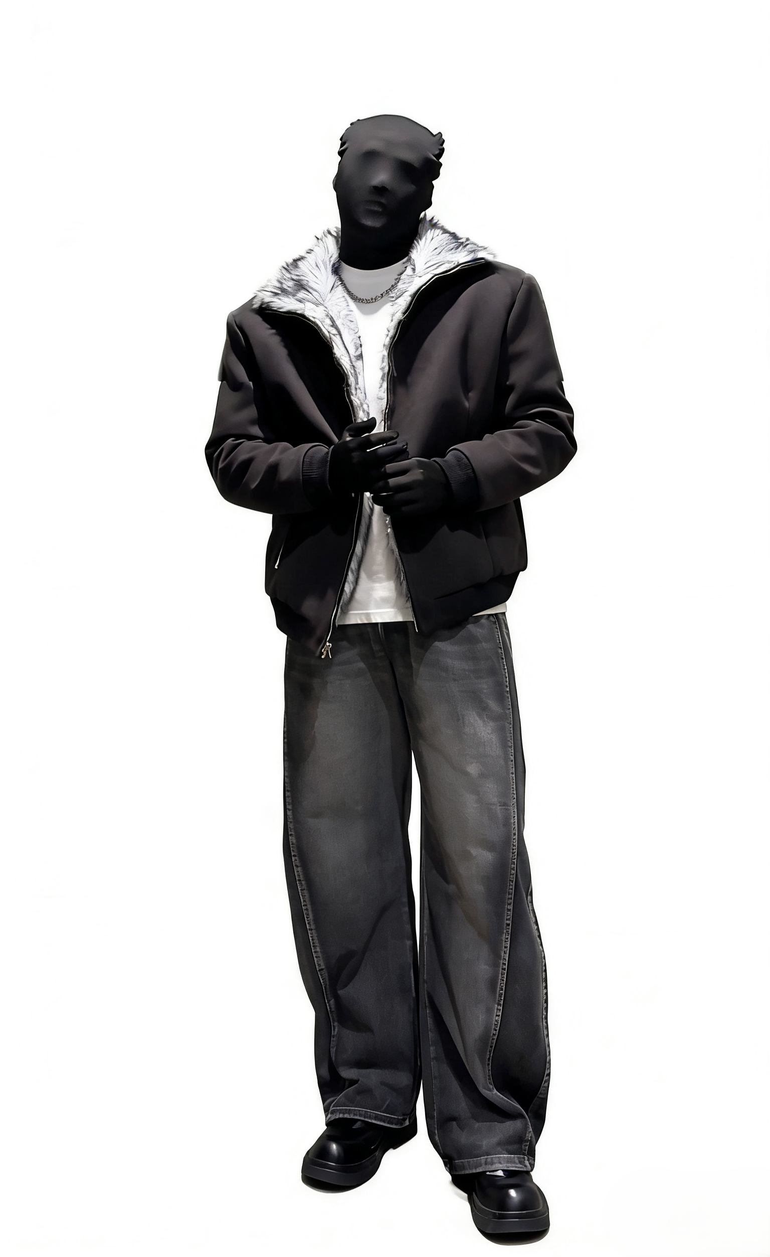 BOMBER JACKET WITH FAUX FUR COLLAR-STREET STYLE WARM ZIP-UP OUTWEAR EHW5012