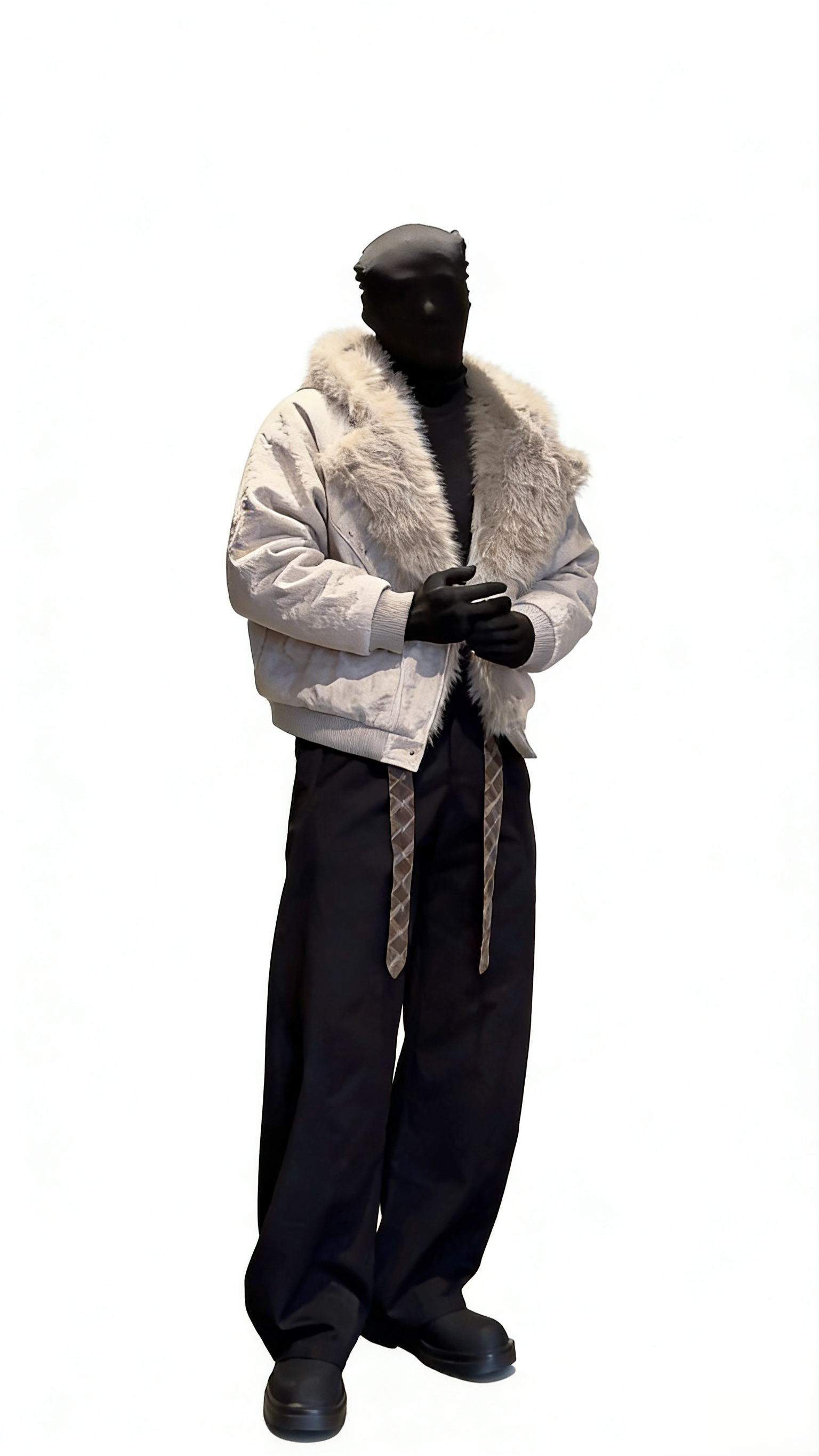 FAUX SHEARLING HOODED JACKET-FUZZY COLLAR&CONTRAST DETAILS, OVERSIZED WARM OUTWEAR EHW5018