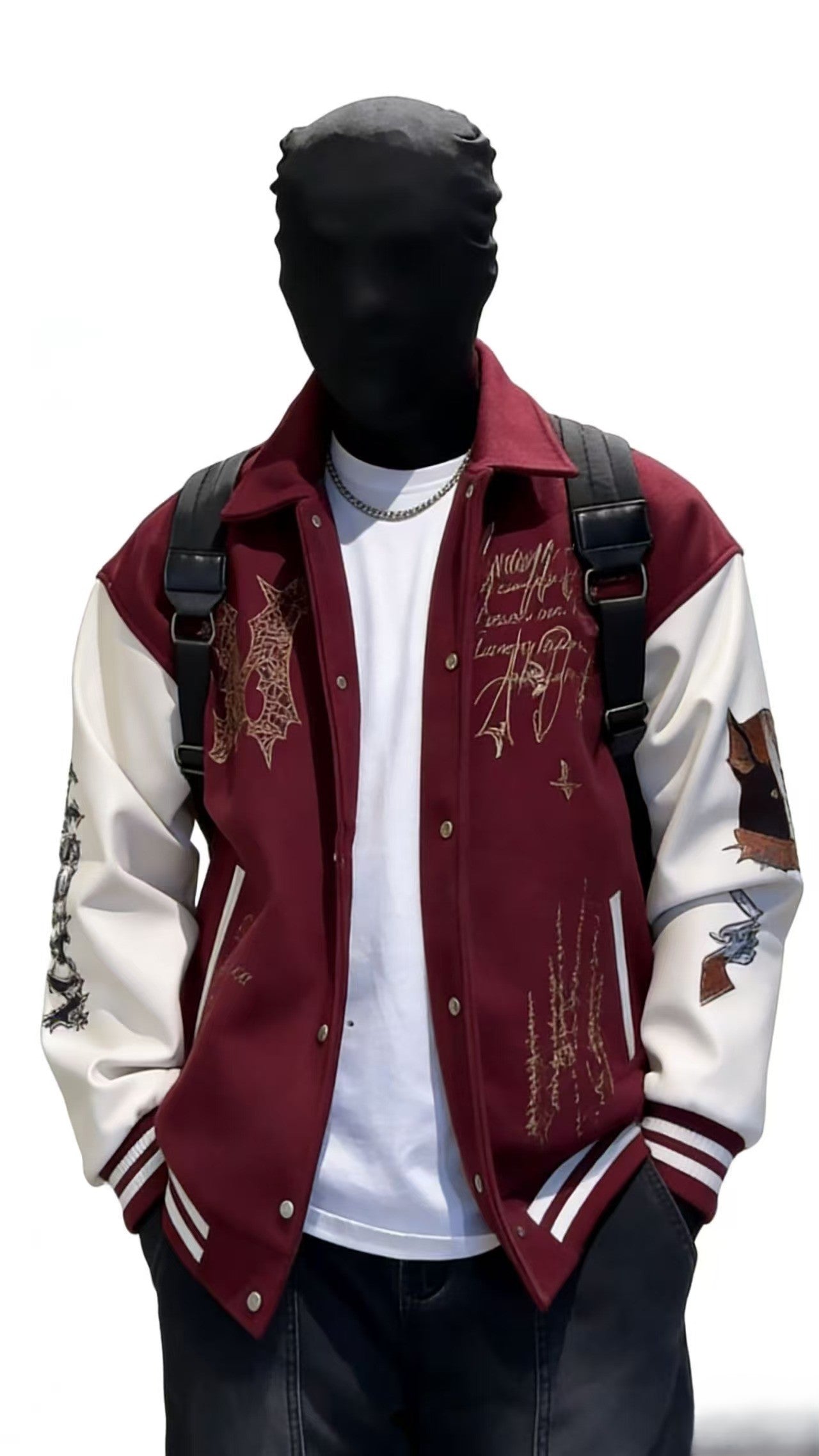 VINTAGE EMBROIDERED VARSITY JACKET-MEN'S RETRO STREETWEAR EHW5021