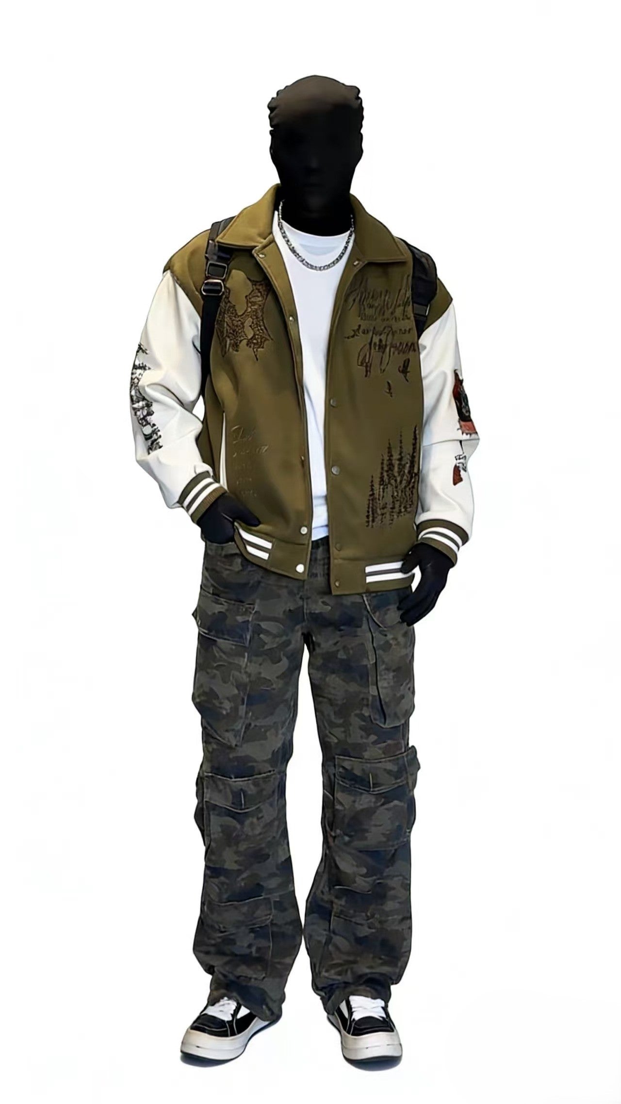 VINTAGE EMBROIDERED VARSITY JACKET-MEN'S RETRO STREETWEAR EHW5021