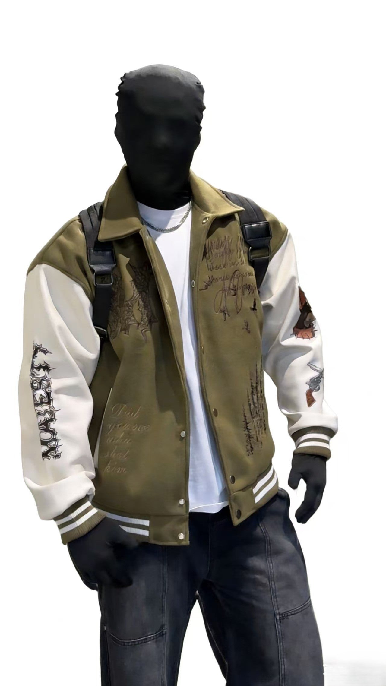 VINTAGE EMBROIDERED VARSITY JACKET-MEN'S RETRO STREETWEAR EHW5021