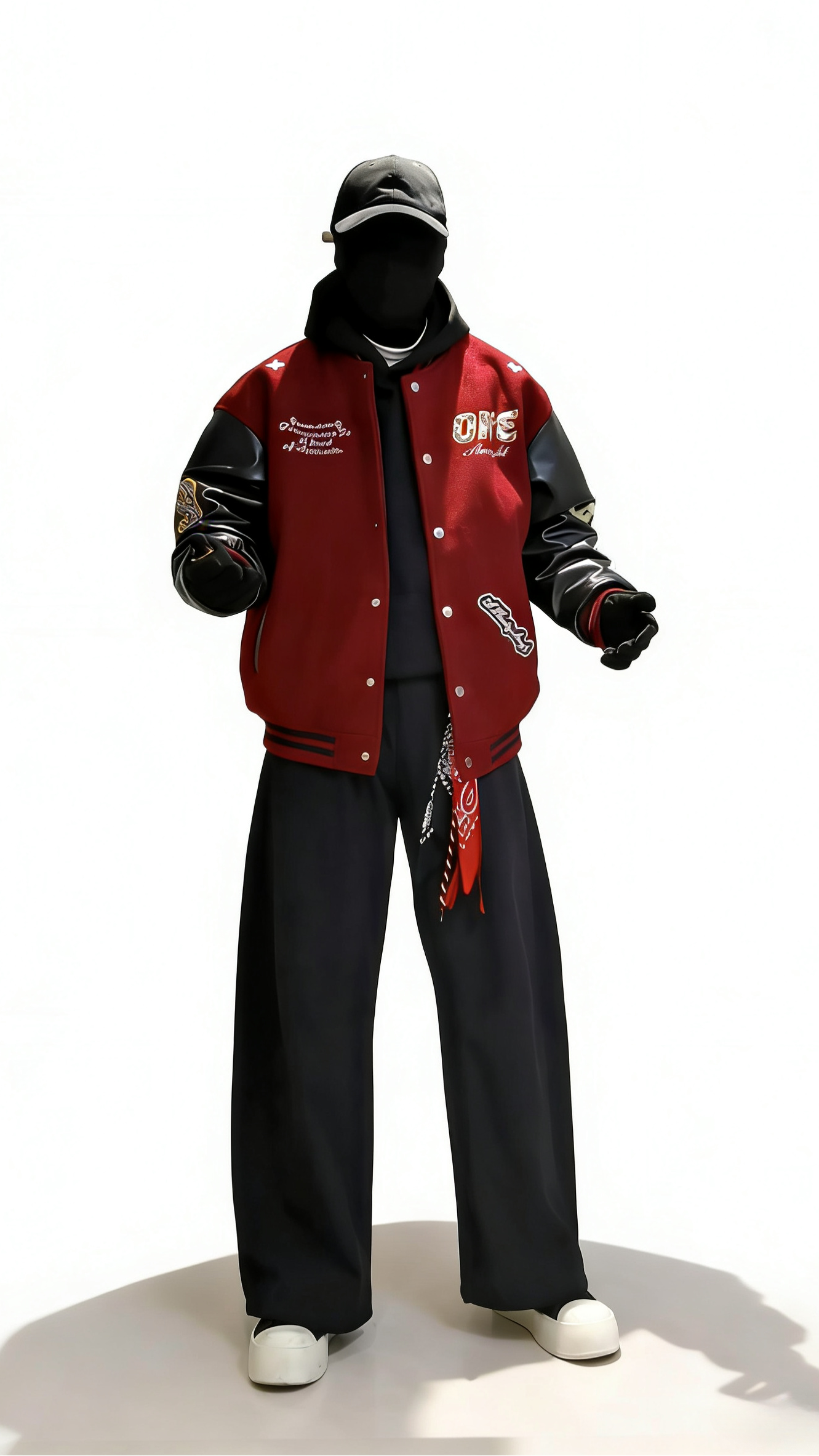 COLOR CLASHING VARSITY JACKET WITH PATCHES - STREETWEAR OVERSIZED BOMBER COAT EHW5024