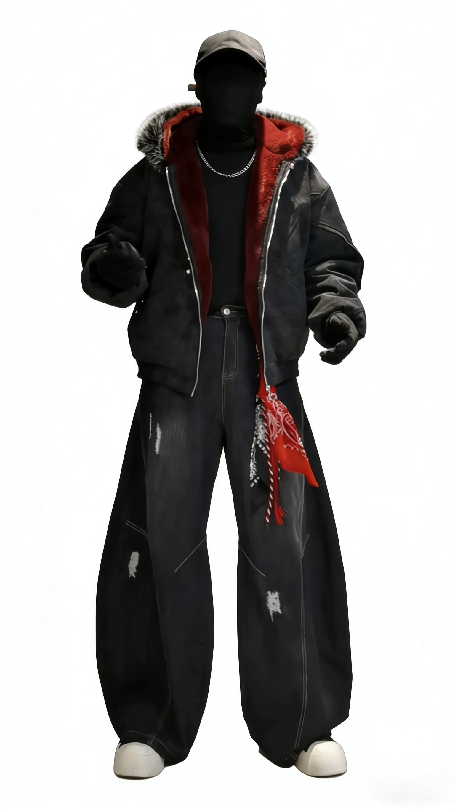 Y2K HIP HOP STYLE FAUX FUR TRIM HOODED JACKET EHW5029