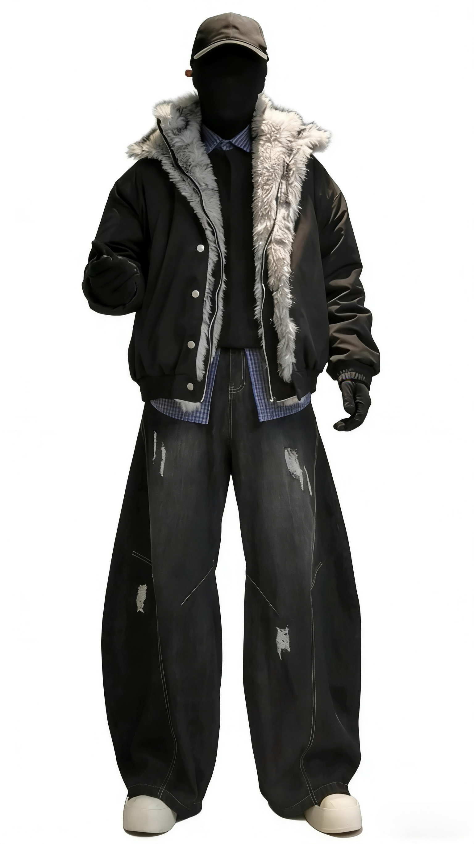 FAUX FUR TRIM CROPPED BOMBER JACKET-FAUX TWO-PIECE STYLE EHW5031