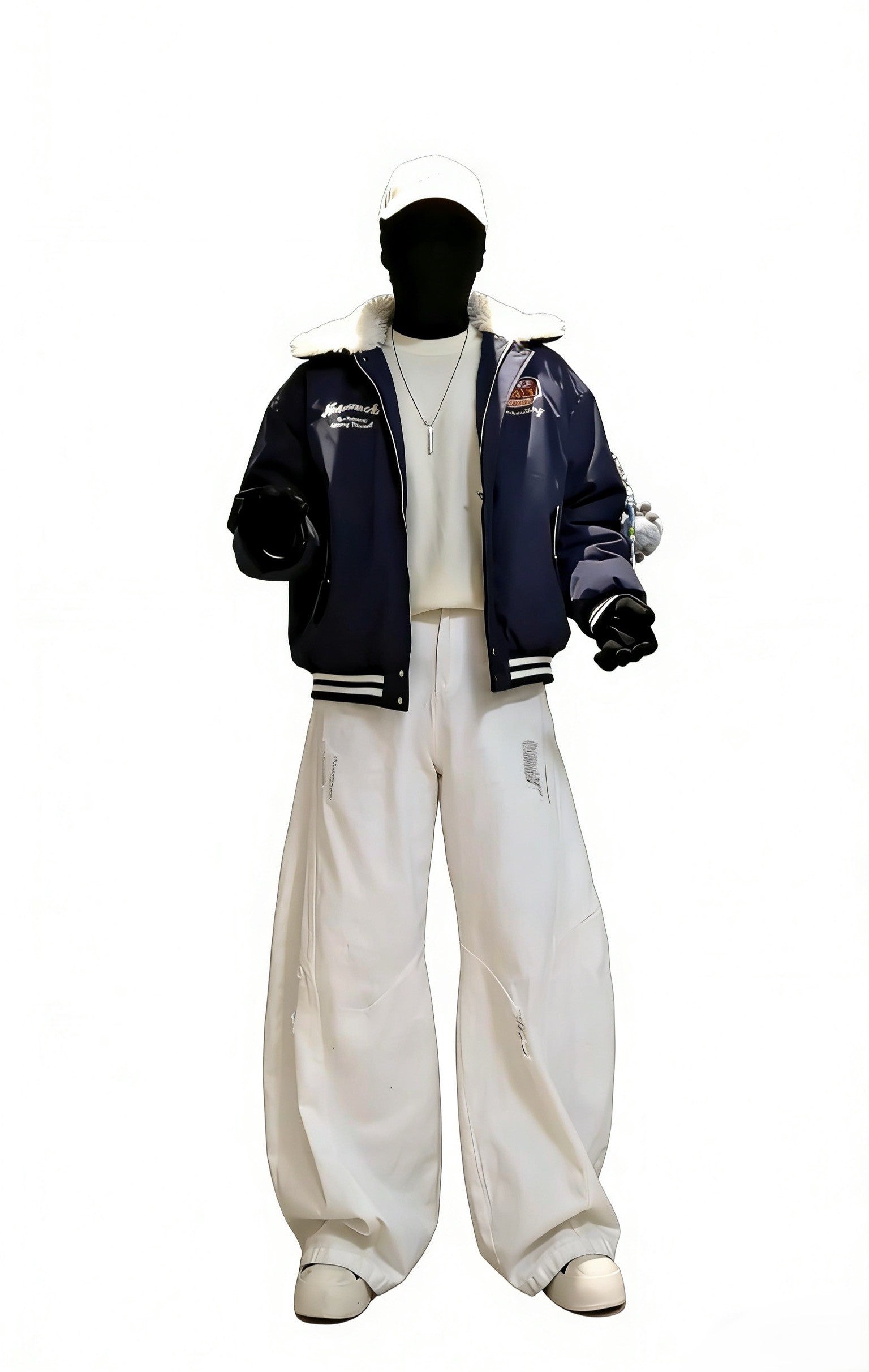 OVERSIZED BOMBER JACKET WITH FUR COLLAR EHW5040