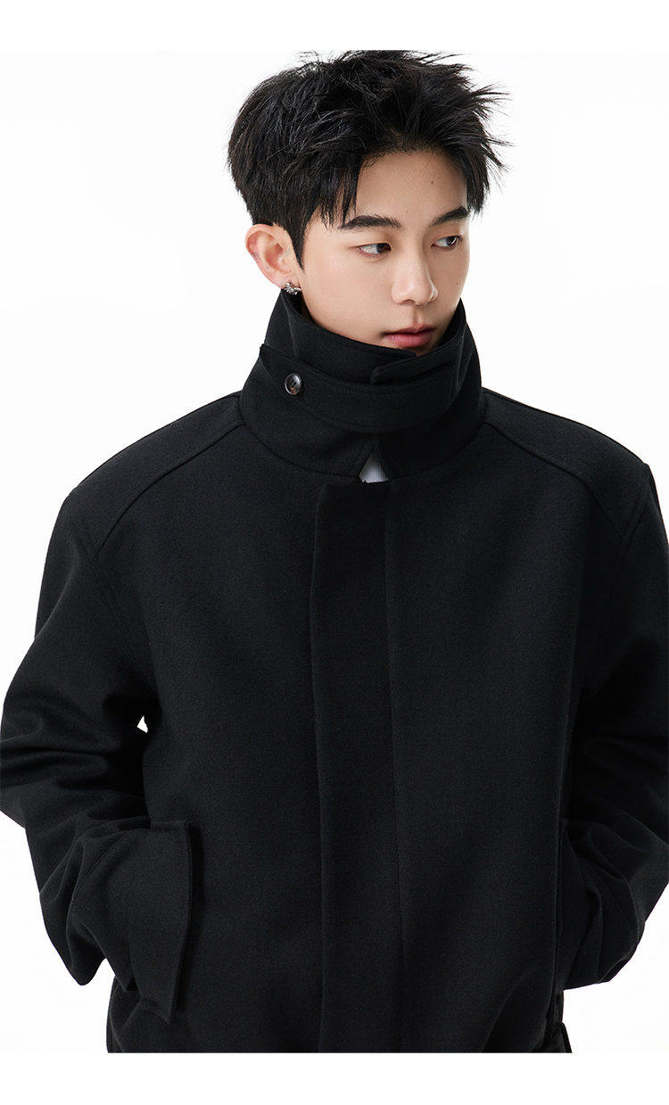 OVERSIZED WOOL BLEND COLLARED OUTERWEAR EHW5049