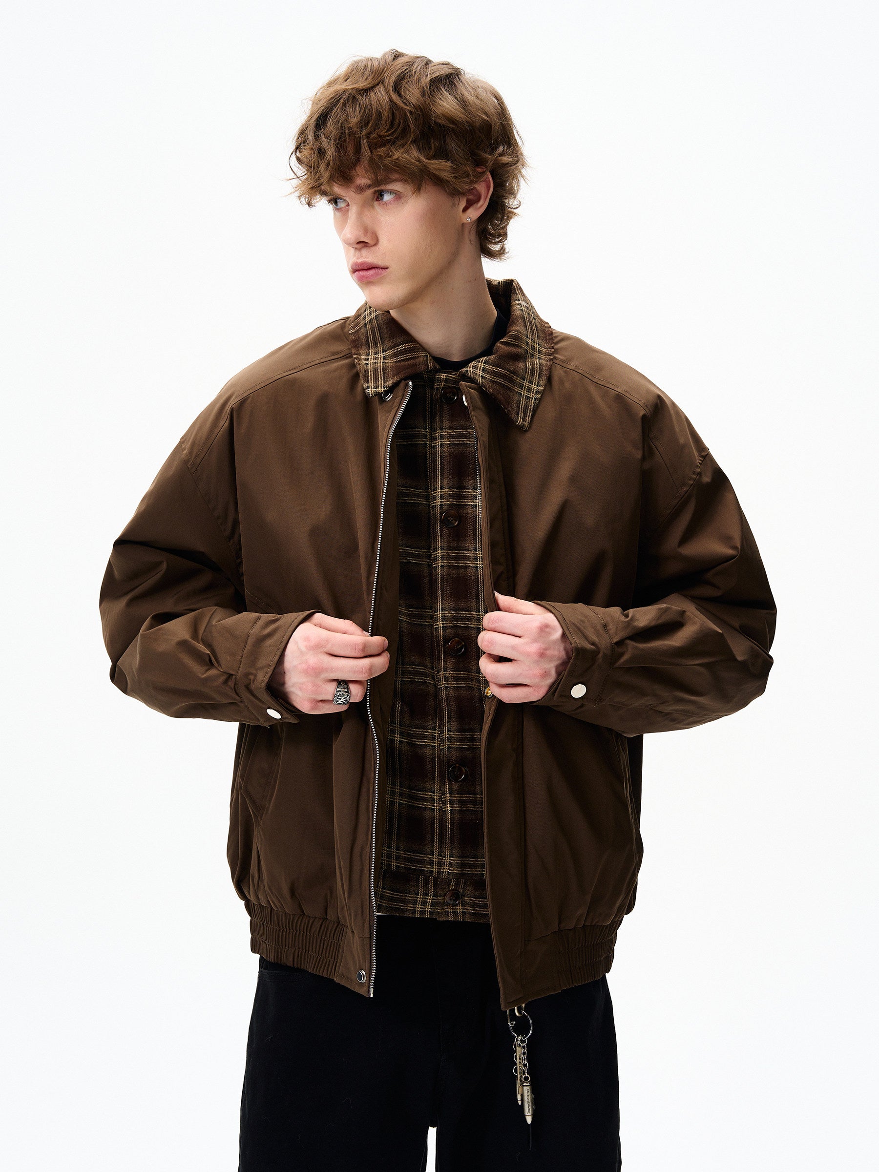 PLAID FAKE TWO-PIECE JACKET EHW5047