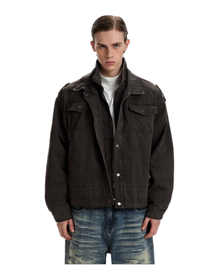 Double collar jacket vintage made old cotton jacket SIN0963