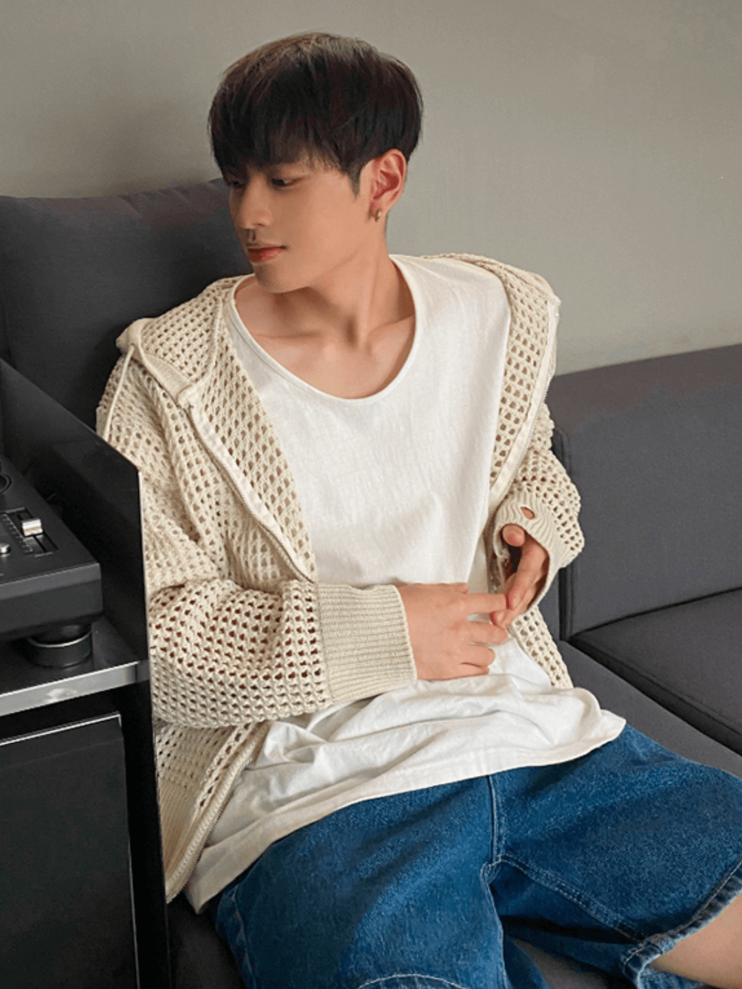 Trendy mesh hoodie st1204