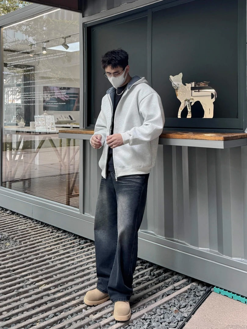 CONTRAST HOOD ZIP-UP JACKET EHW5047