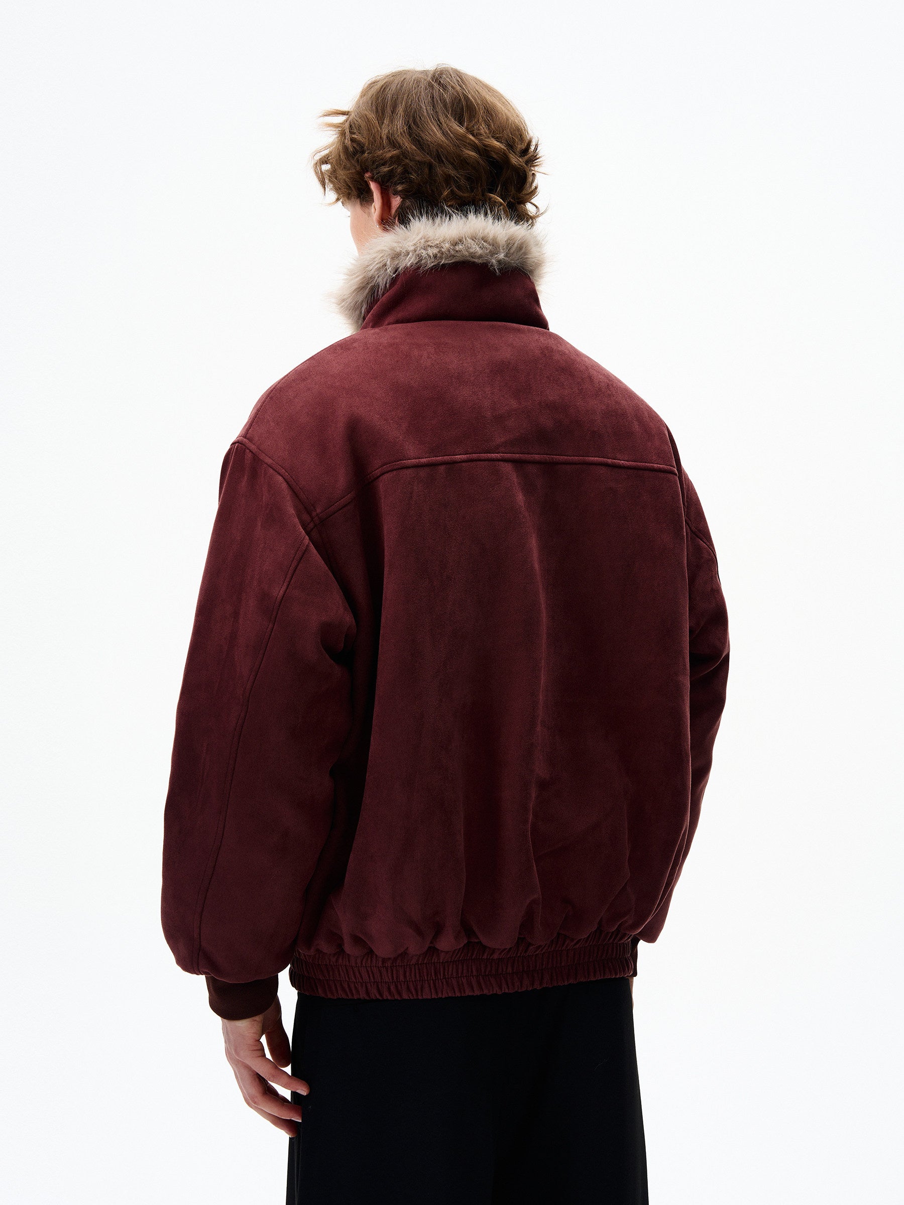 FAUX SUEDE FUR-TRIM PADDED JACKET EHW5005