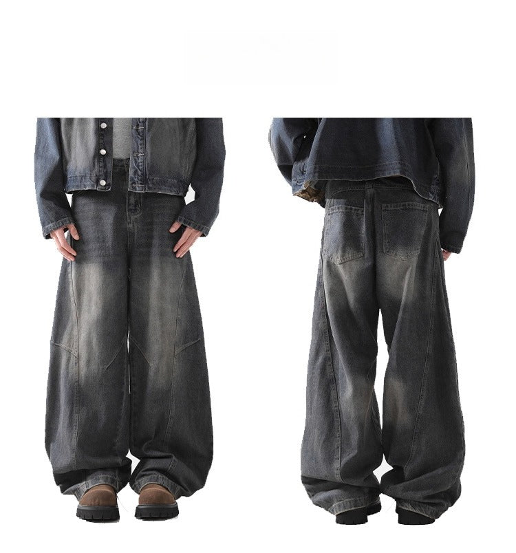 Top men's structural scimitar version jeans loose vibe ruffian handsome old design wide leg pants