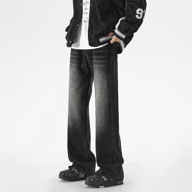 워싱 처리된 드레이프 스트레이트 진 EHK6002