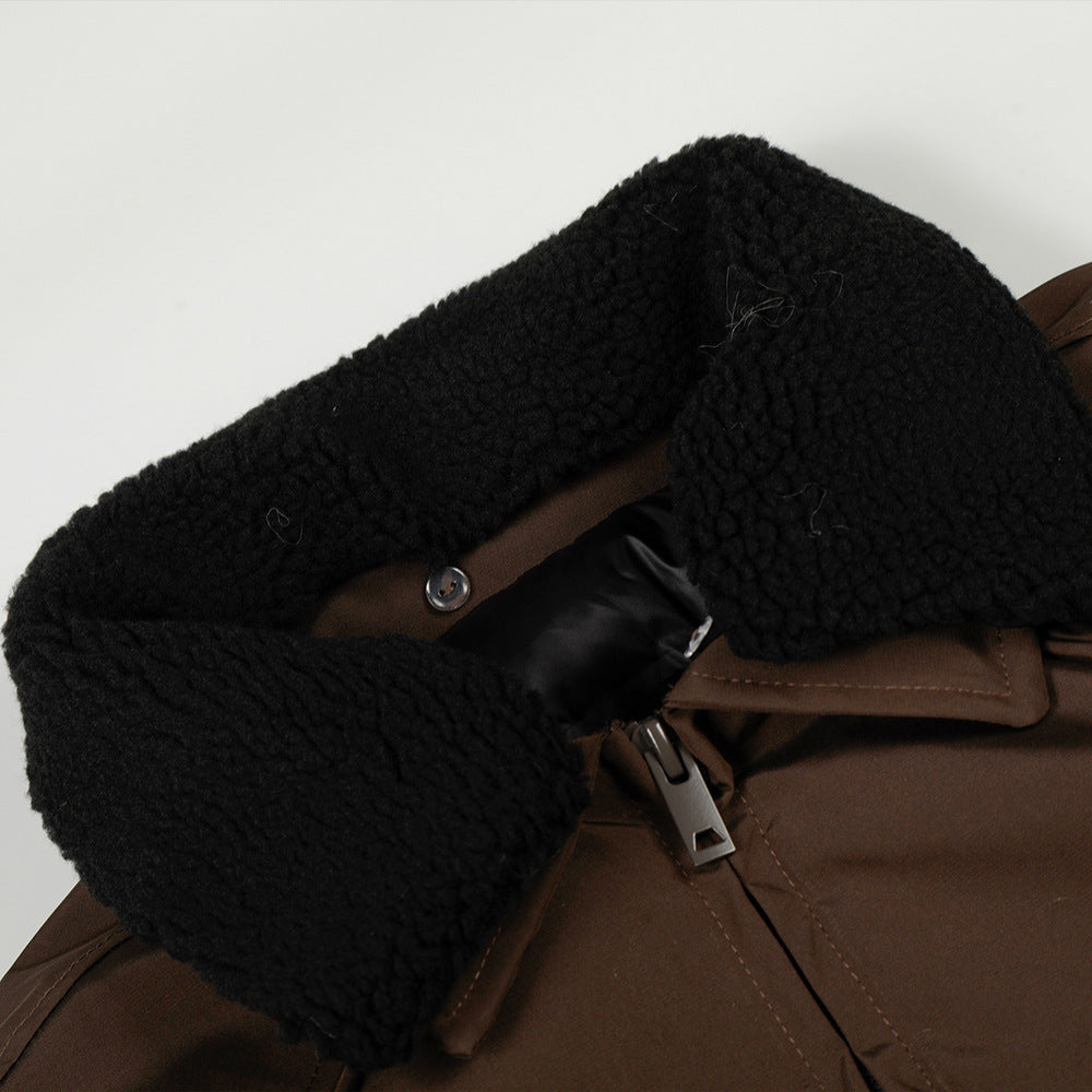 OVERSIZED BOMBER JACKET WITH REMOVABLE FLEECE COLLAR-CASUAL OUTERWEAR EHW5013